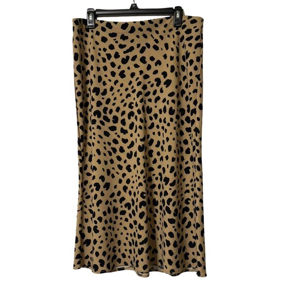 Rachel Zoe Leopard Print Midi Skirt | Fit and Flare | Stretch | Size 12 - Picture 1 of 5